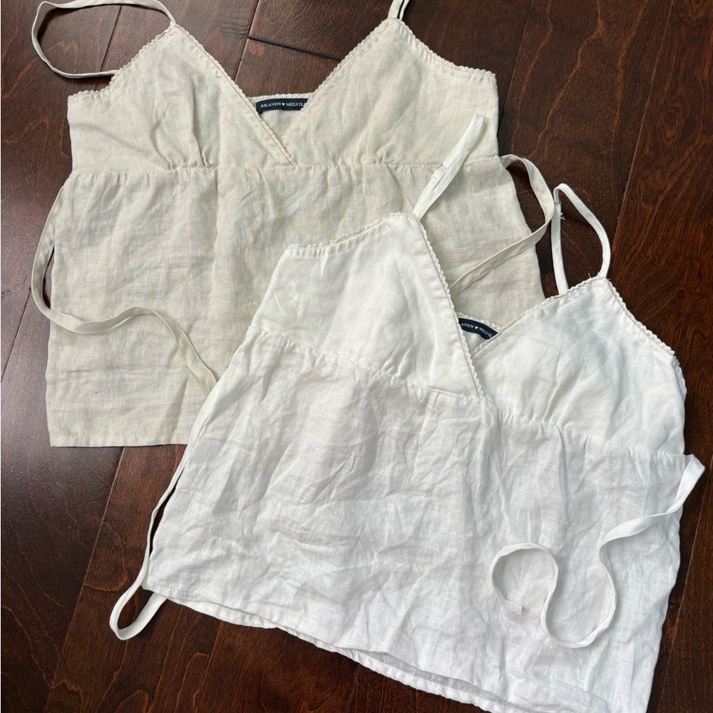 White and Cream Linen Edith Tops